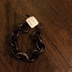 Loft Chocolate Brown link bracelet w/bling oval.